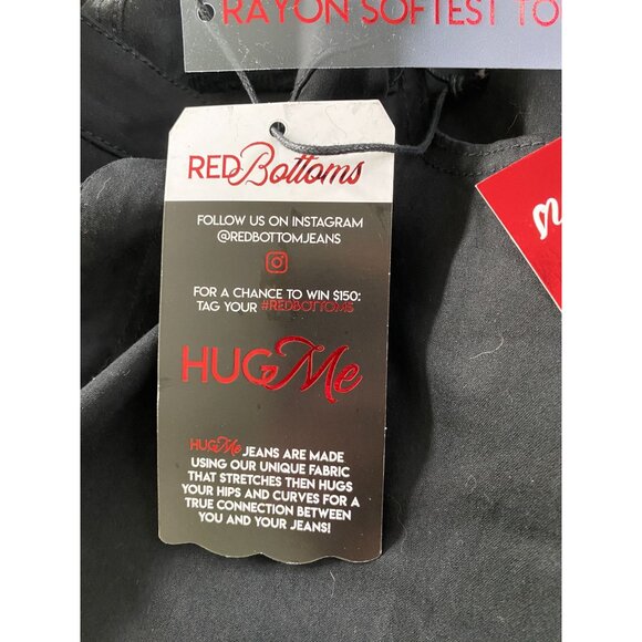 Red Bottoms Black High-Waist Booty-Lifting Stretch Jeans Size 22 Western Biker - Picture 9 of 15